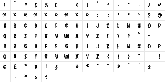 The Mummy Regular  glyph index