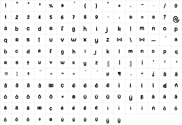 komou_PersonalUseOnly Regular  glyph index