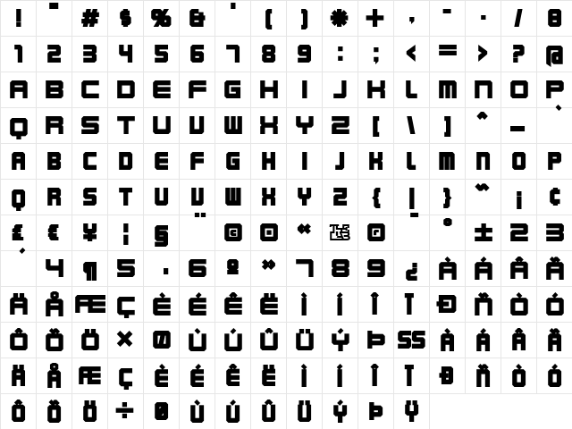 Karnivore Black Regular  glyph index