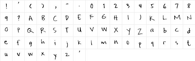 New Regular  glyph index