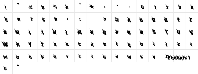PhoenixOne Regular  glyph index