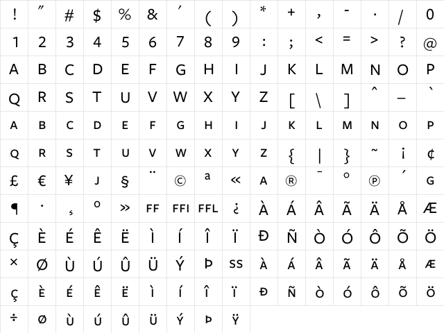 Freight Sans Medium SC  glyph index