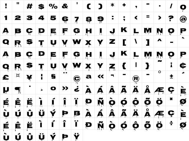 Nosifer Caps Regular  glyph index