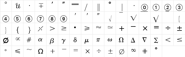 EuropeanPi Regular  glyph index