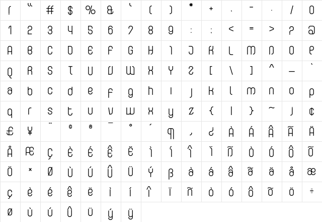 Curvature Regular  glyph index