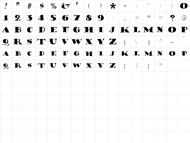GE Gravid Caps Regular  glyph index