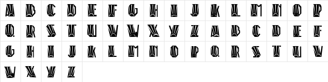 Rio Art Deco Regular  glyph index