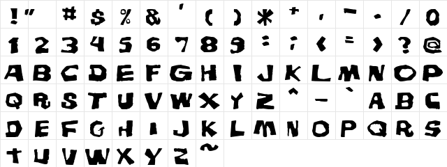 KillBaby Regular  glyph index
