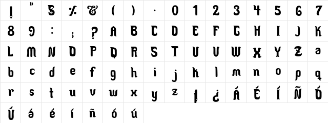 Untitled Regular  glyph index