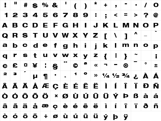 ContextRepriseBlackExpSSK Regular  glyph index