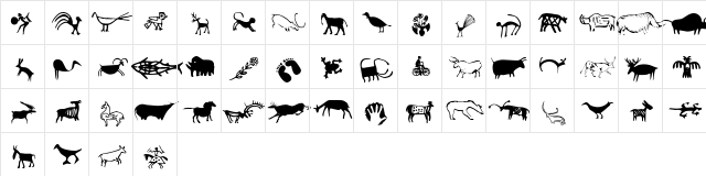 CavePaintingDingbats Regular  glyph index
