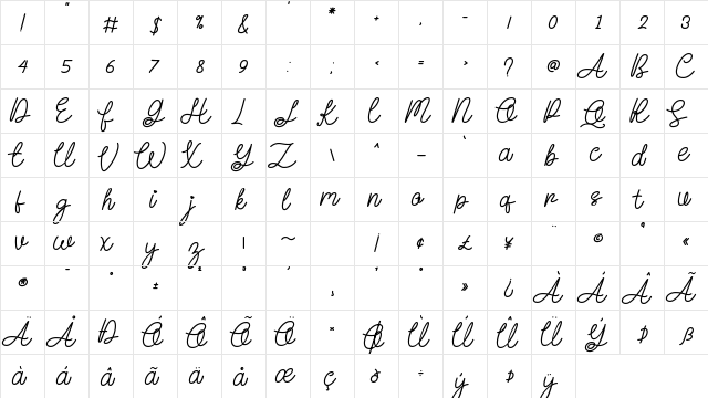 Love String Regular  glyph index