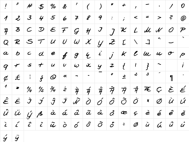 HW Jesco7 DB Normal  glyph index