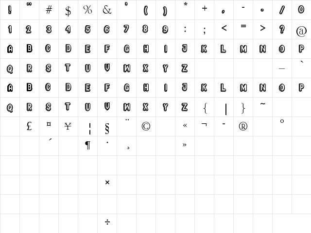 Yagitudeh Regular  glyph index