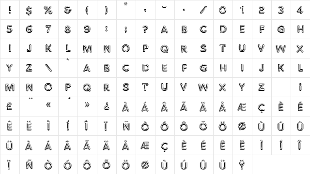 Chromatic Regular  glyph index