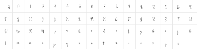 Winda Regular  glyph index