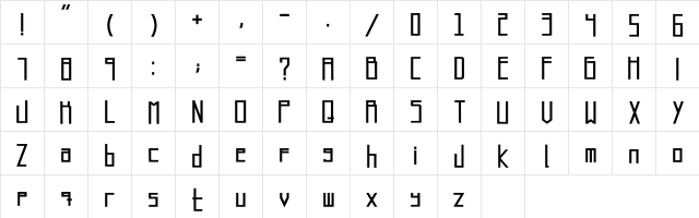 Longatta_bold Regular  glyph index