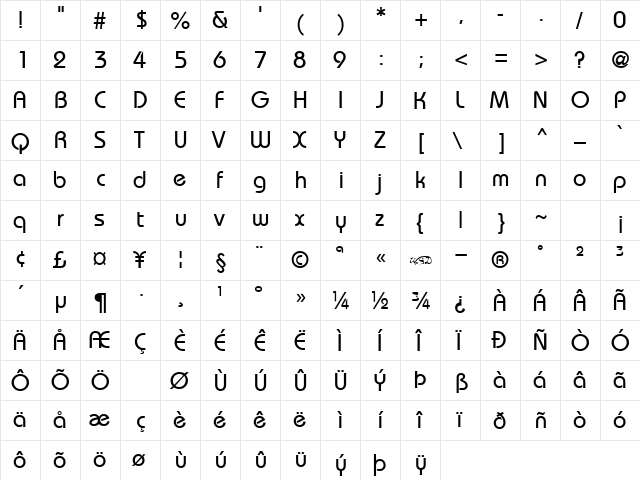 BordeauxMedium normal  glyph index