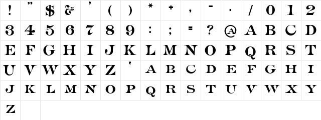 Adamantine Regular  glyph index