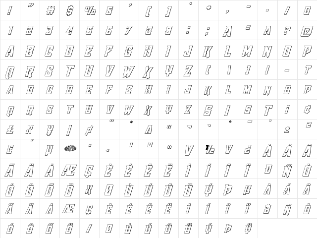Raider Crusader Outline Outline  glyph index