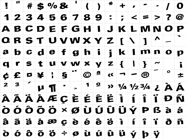 At Regular  glyph index