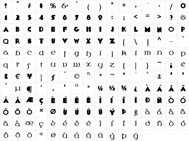 ChalkAndCheeseNF Medium  glyph index