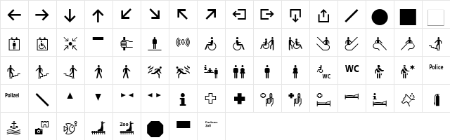 TransitPict-One Medium  glyph index