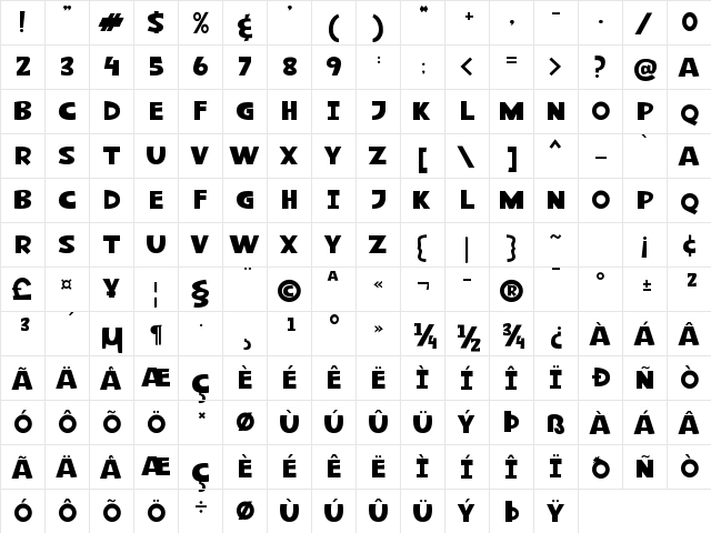 Banana Island Personal Use Regular  glyph index
