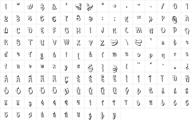 Babalu Shade Regular  glyph index