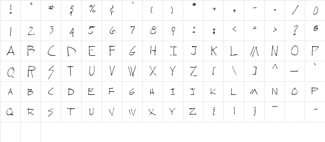 Wundera Regular  glyph index