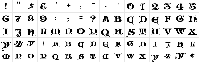 LHF Henderson Church Regular  glyph index