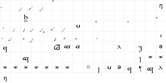 Tengwar Sindarin-A Regular  glyph index