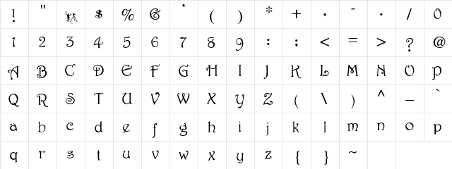 Harrington Medium  glyph index