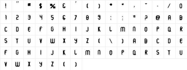 Wild Sewerage Regular  glyph index