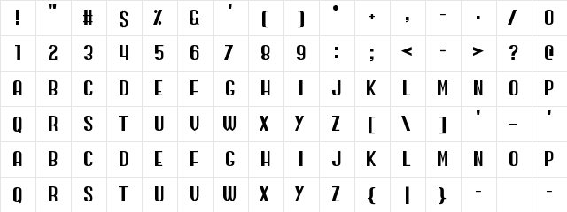 Terminal Day Regular  glyph index