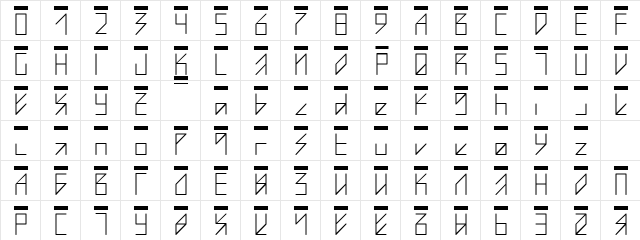 Pechkin Regular  glyph index