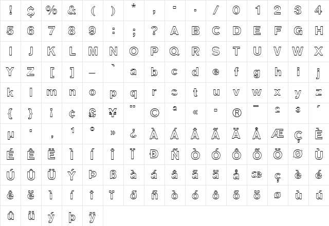 AG Old Face Bold  glyph index