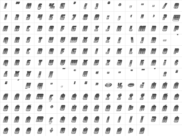 Heavy Falcon Chrome Italic Italic  glyph index