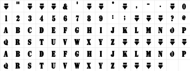 Infidelities Regular  glyph index