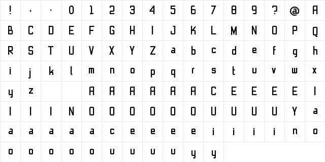 Blackrough Demo Regular  glyph index