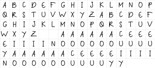 Siblings Love Demo Sans  glyph index
