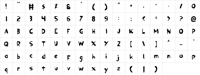Ozymandias Regular  glyph index