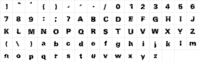 Inkblots Regular  glyph index