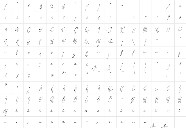 Jaccuzy Signature Regular  glyph index