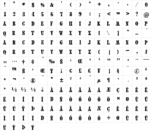 a_CalyxBrk Regular  glyph index