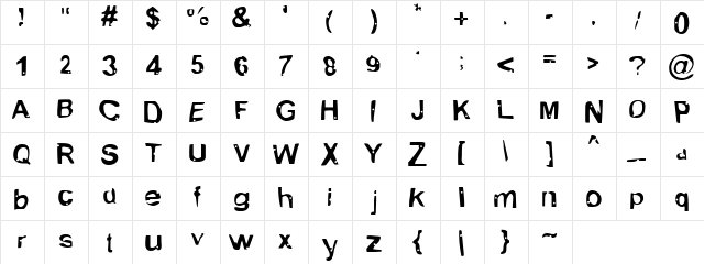 Alien Marksman Regular  glyph index