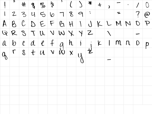 Pea Happy Girl Regular  glyph index