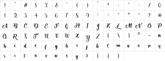 Lettyh Regular  glyph index