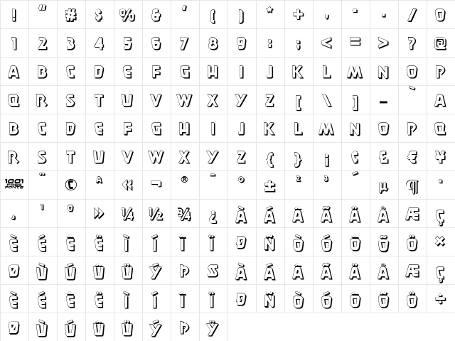 Burger Doodle Two NF Regular  glyph index