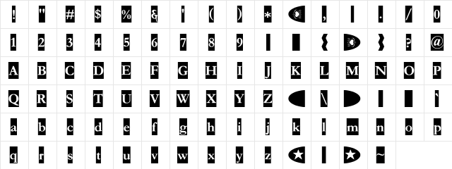 Crayomonde Regular  glyph index